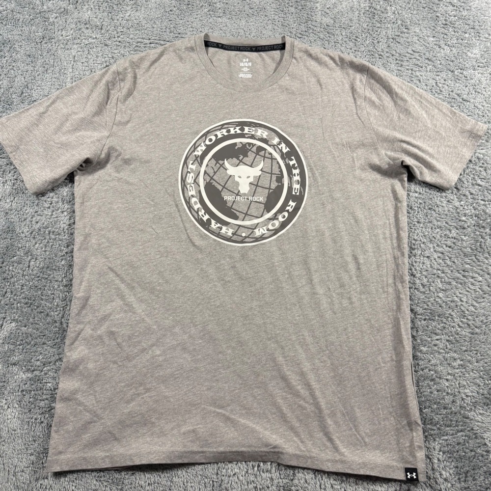 Under Armour‎ Project Rock Hardest Worker in the Room T Shirt Graphic Size Large